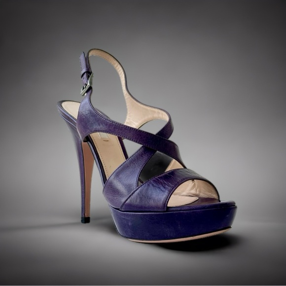 Prada Leather Cutout Accent Slingback Heels Size 7.5 👠 - Picture 2 of 12